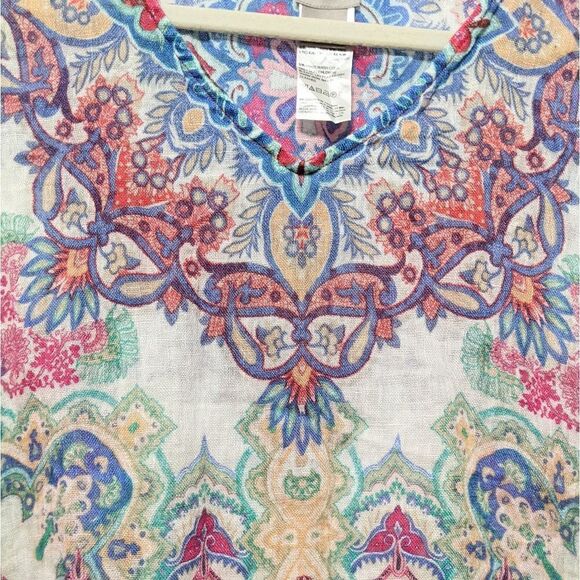 CHICO'S Linen Boho Top S/M - Picture 2 of 5